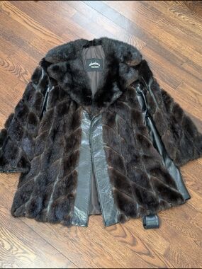 Dark Brown Fur and Leather Jacket - Women
